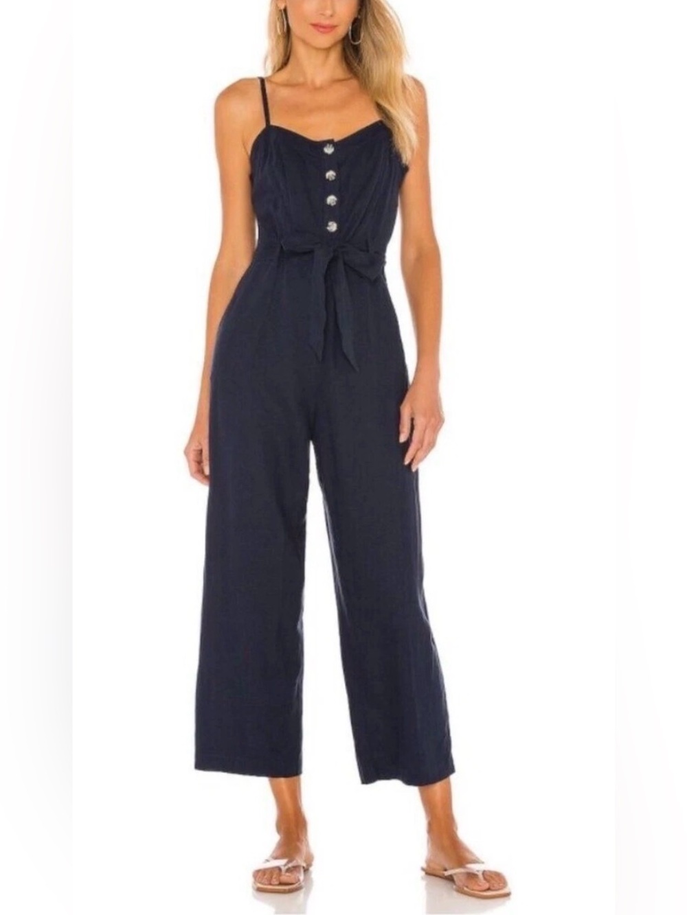Rails Harper Jumpsuit in navy blue linen blend